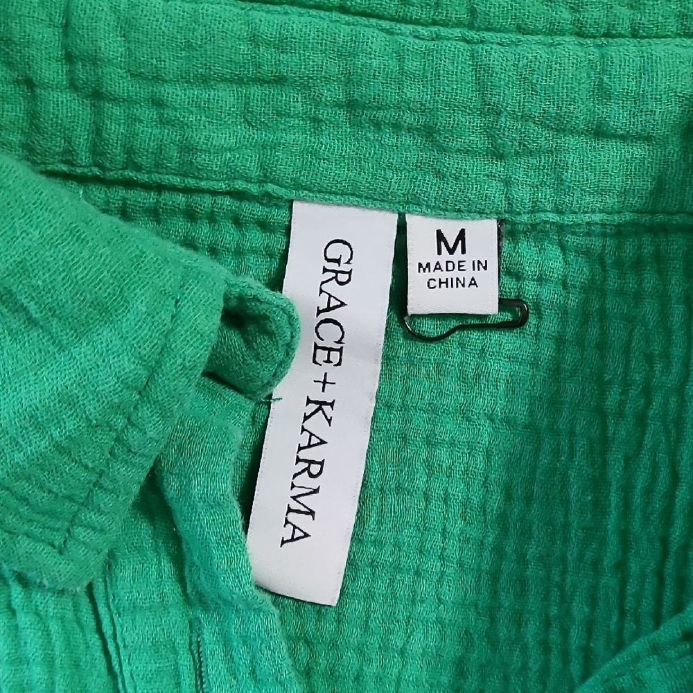 Grace+karma Vibrant Green Crop‎ Top with Textured Fabric Size M - Picture 3 of 7